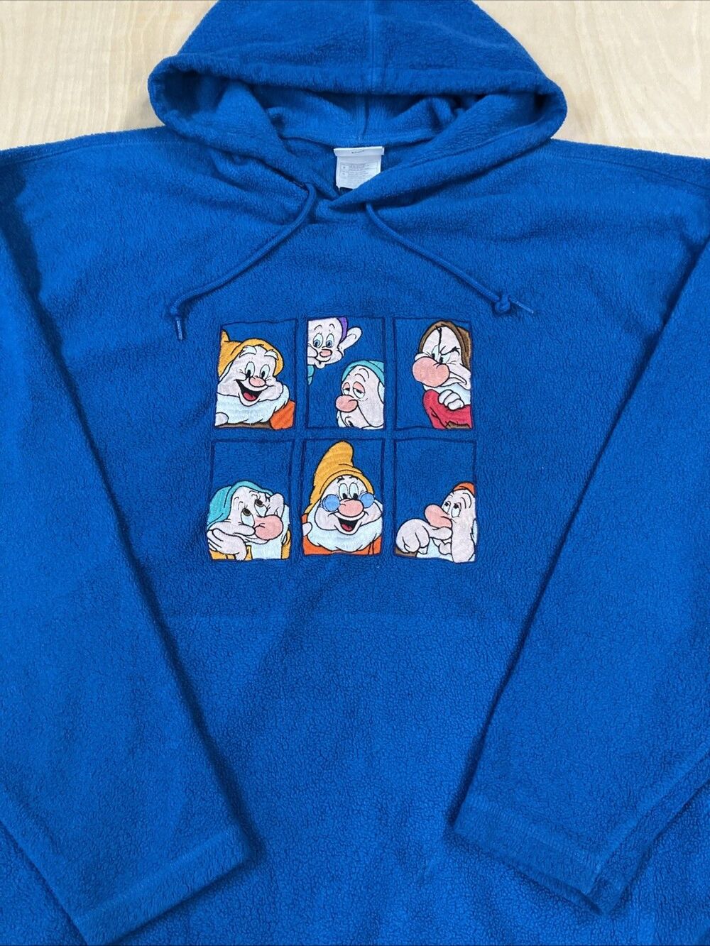 Vintage 90s Disney Snow White's Seven Dwarves Fleece Pullover Blanket Hoodie L